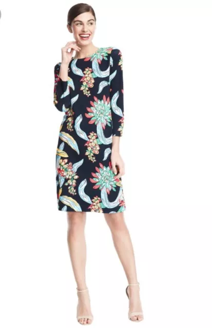 Draper James Women’s Summer Floral Dress Floral Navy Blue Size XS Work NEW
