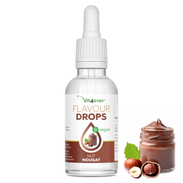 Flavour Drops - 50 ml / 100% vegan o. Kalorien - Aroma-Tropfen Taste Nuss Nugat