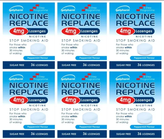 Nikotin ersetzen 4 mg Pfefferminzgeschmack - 36 Lutschtabletten x 6 Nikotinersatz