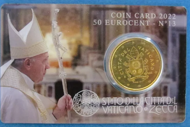 Coincard n°13 pièce 50 cents Vatican 2022 - Armoiries du pape François.