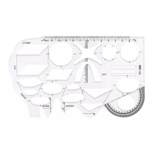 1 Geometric Ruler with Protractor for Math/Geometry/Function Drawing