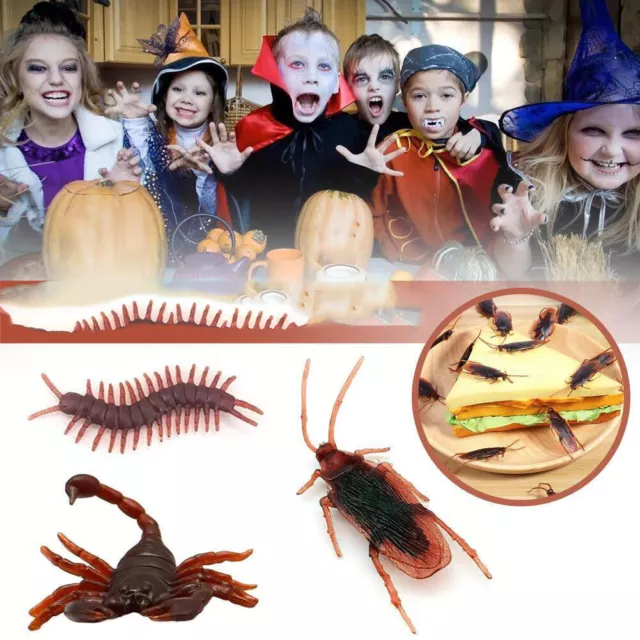 20 Stk realistische unechte Fake Insekten Kakerlaken Spinnen uvm  Halloween Deko