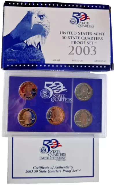 2003 S United States Mint 50 State Quarters Proof Set w/COA and Box