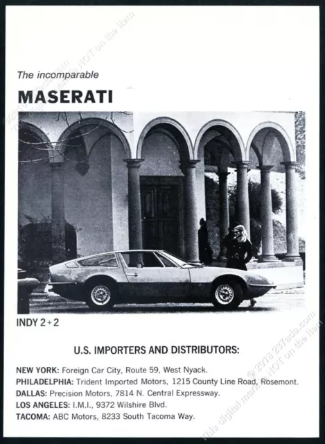 1970 Maserati Indy 2+2 car photo vintage print ad