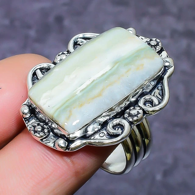 Imperial Jasper Gemstone Handmade 925 Sterling Silver Jewelry Ring Size 9 L915