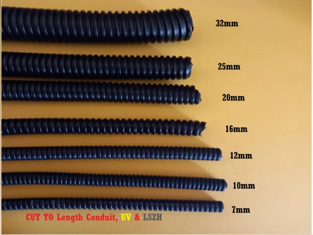 Flexible Plastic conduit by the metre UV Protected 7mm10mm12mm16mm.20mm.25m.32mm