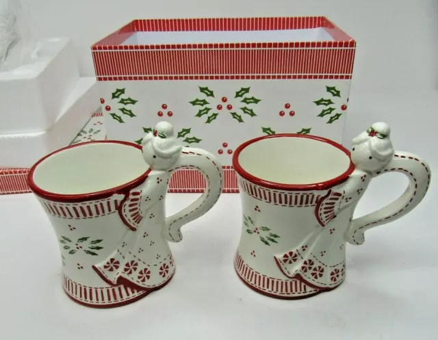 Temp-Tations Presentable Ovenware By Tara 2 Ceramic Angel Christmas Mugs 12 Oz.