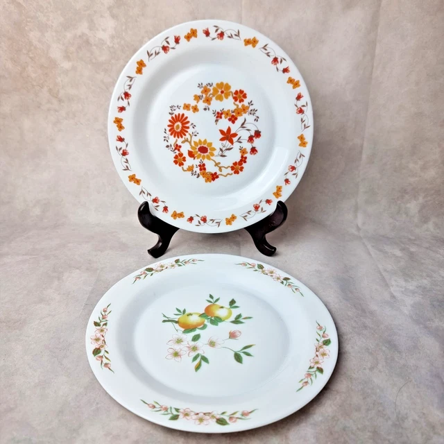 Service assiettes vintage Arcopal fleurs orange - Ressourcerie