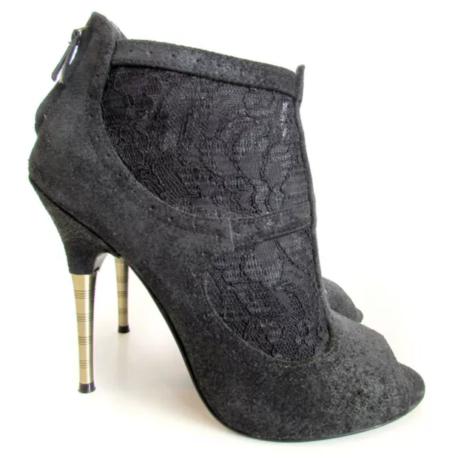 *FINAL MARKDOWN!* ELIZABETH & JAMES Black Lace Peep Toe High Heeled Booties sz 6