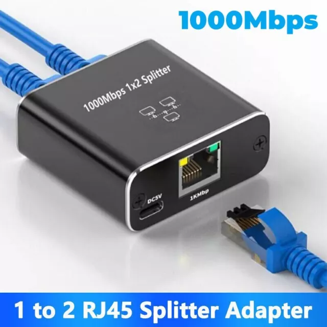 RJ45 Splitter Ethernet Adapter Cable Gigabit Network RJ45 Connector 1 in 2 Out