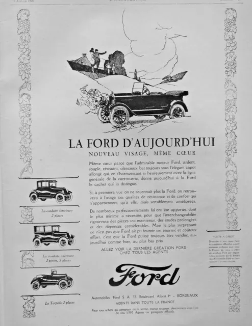 Publicité De Presse 1926 Automobile Ford Torpédo D'aujourd'hui