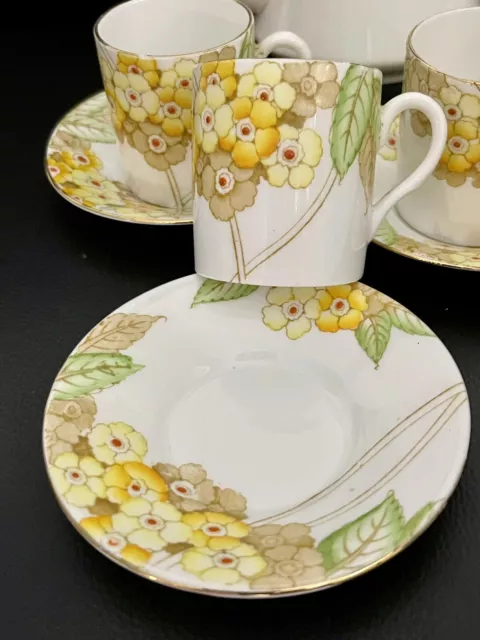 Royal Albert Crown China Yellow Daisy Hand Painted Coffee Set, England, c.1920s 3