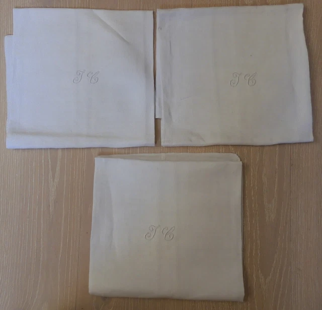 5 Serviettes De Table Porthault Vintage Brodées Fil D'or - état Neuf, Blanc