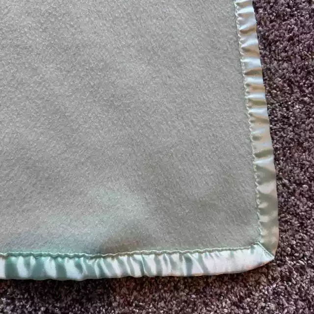 Vintage ABC American Baby Company Baby Blanket Silk Edges Mint Green Ultra Soft 2