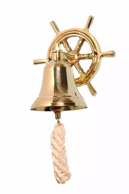 Nautisch Marine Glänzend Messing Antik Geschenk Tür Bell Mit Schiff Rad Hängend