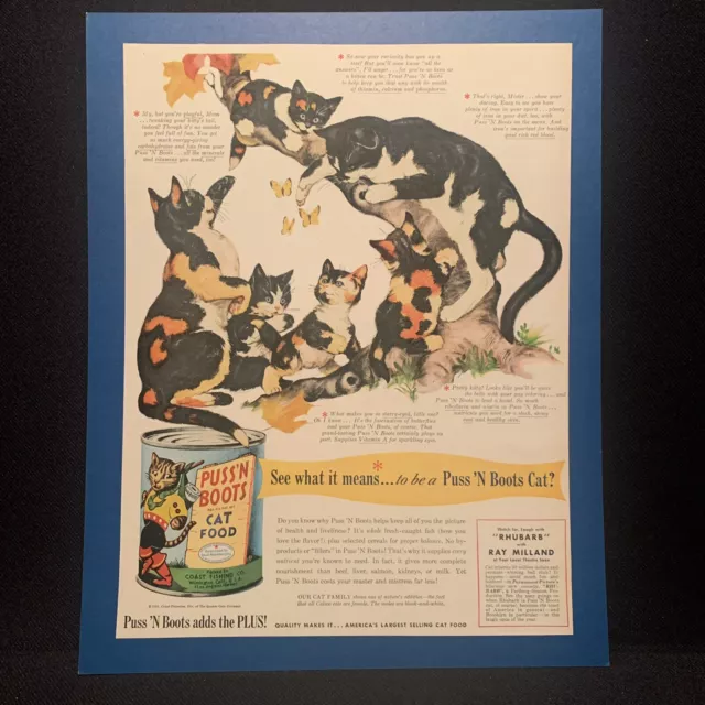 Vintage 1951 Puss ‘n Boots cat food advertisement￼