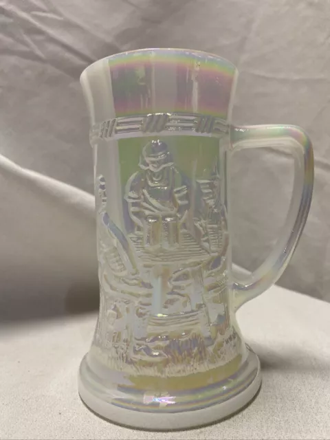 Fenton White Opalescent Stein Federal Glass 6” Mug Shiny Drink Ware Stamped USA