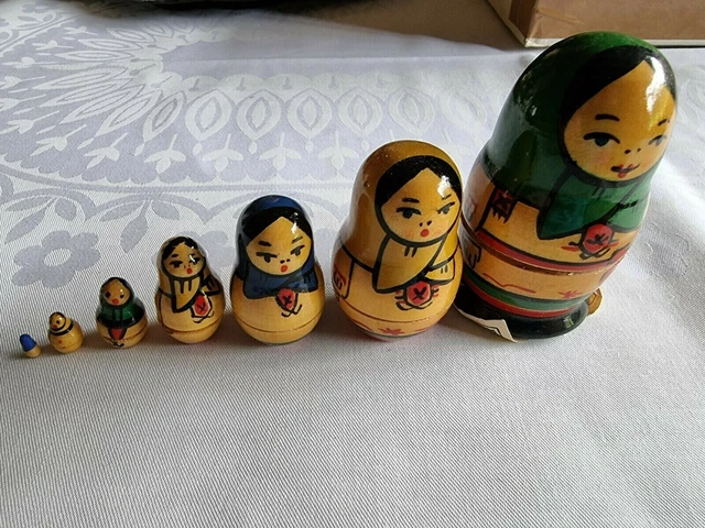Matroschka Babuschka Russland Matrjoschka Rarität Vintage 7-teilig - 40 Jahre