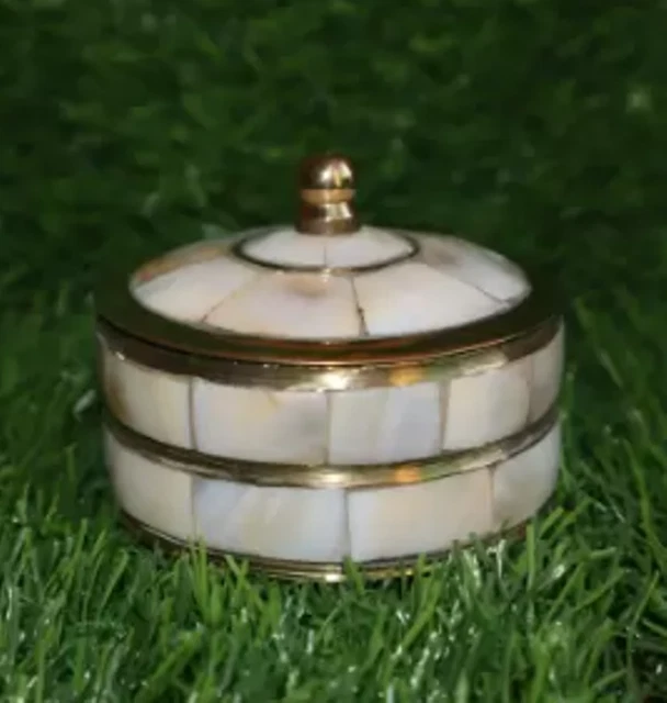Royal Christmas Handmade Brass Mother of Pearl Box Home Decor Trinket Jewelry