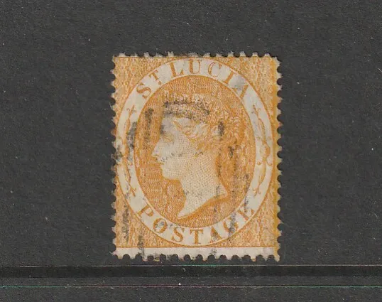St Lucia 1864/76 QV P 14 4D Yellow Used SG 16, Cat £24