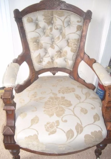 Cream Brocade Edwardian Chair