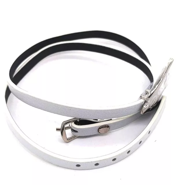 Alexander McQueen white leather triple wrap swallow bracelet in silver 3