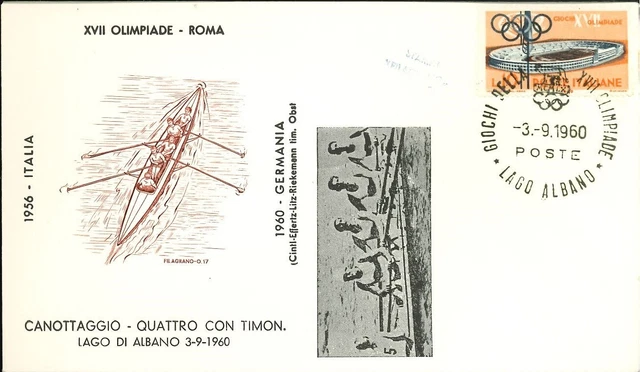 🏅 Olimpiade Roma 1960 - Canottaggio Quattro Con - Oro Germania - Special Cover