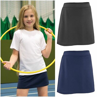 Kids Girls Sports Skort Skirt Shorts Black Navy Gym Hockey Tennis Netball Track