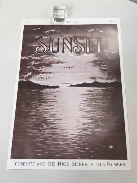 VTG Sunset Magazine Paper Cover Poster 29x20” Vol.1 May 1898 Yosemite High Sierr