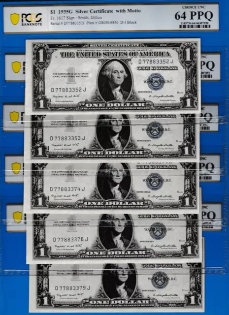 Fancy  $1  1935 G Motto  Silver Certificate 77-88-33 Choose One Note  Of 5  Pcgs