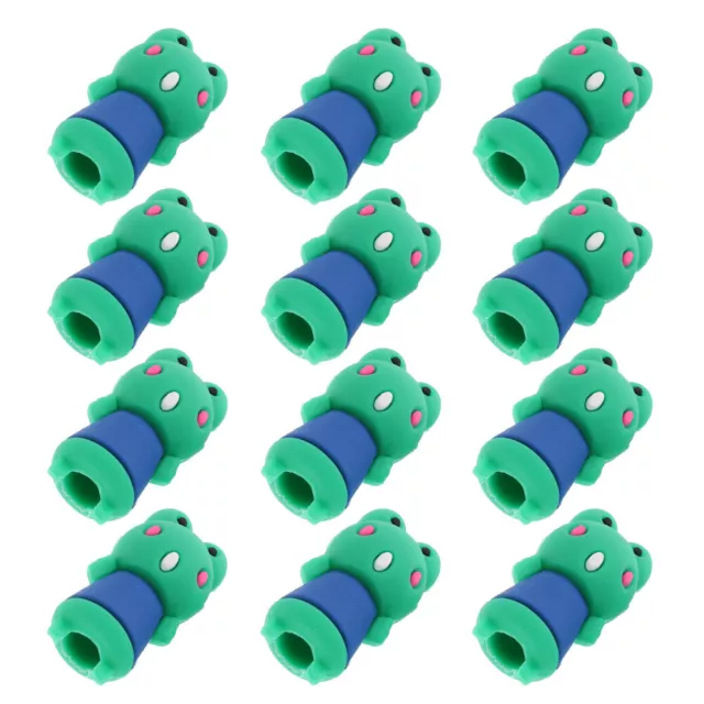 12pcs Animal Cartoon Pencil Caps Frog Silicone Extenders Green-