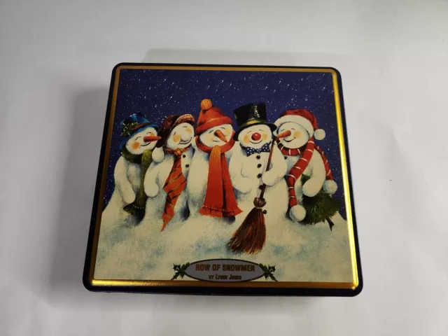 Tin Original Fudge Brownie Lynne Jones " Row of Snowmen "Collector Tin