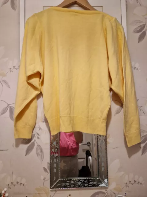 Vintage Courtelle by Courtaulds, Ladies Yellow Wide Neck Jumper 38" New 2