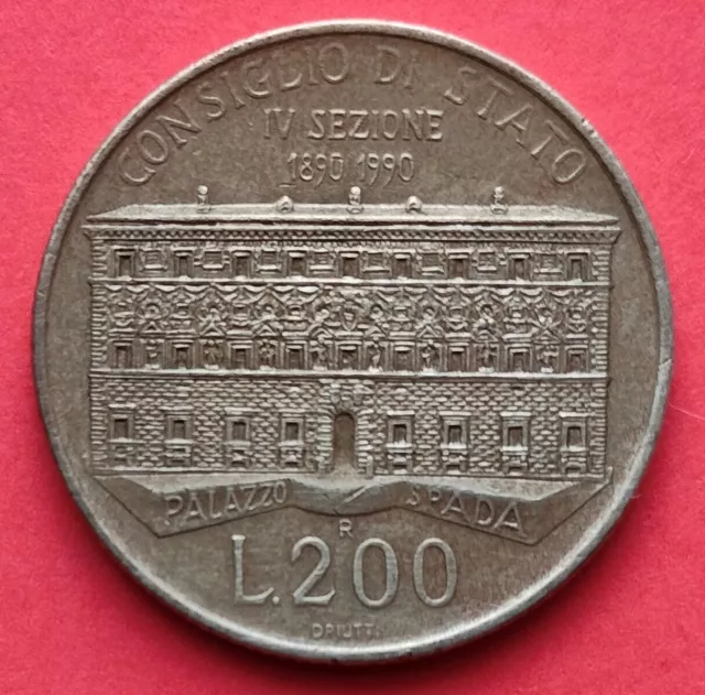 Moneta da  200 lire , Rep. Italiana del 1990 , "Consiglio di Stato",  circolata