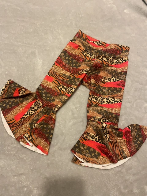Homemade 12-18 month animal print bell bottom pants ADORABLE girls
