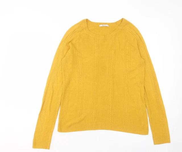 Maglione pullover acrilico da donna NEXT giallo crew taglia 12