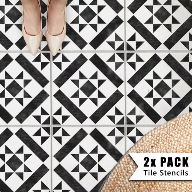 Tile Stencils - Bathroom Kitchen Wall Floor Tiles & Patio Slabs - Kensington