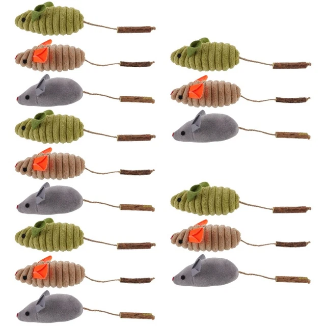15 PIEZAS Juguete para gatos Catnip Mouse Toys Gatitos Masticar Juguete Mascota