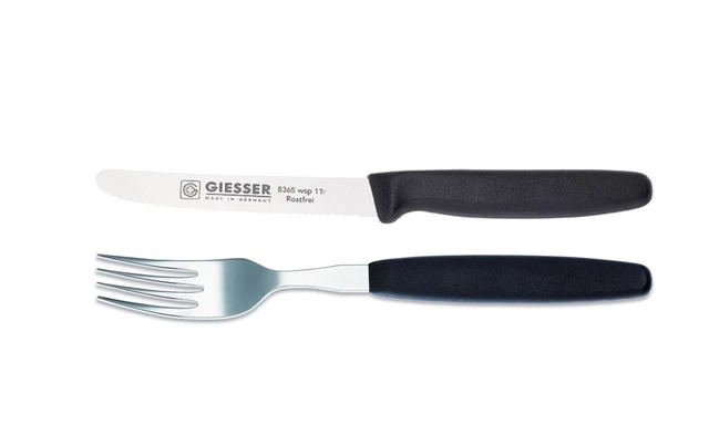 Giesser Messer Besteck Essgabel Tomatenmesser 11cm Welle scharf 6 Farben 1er Set