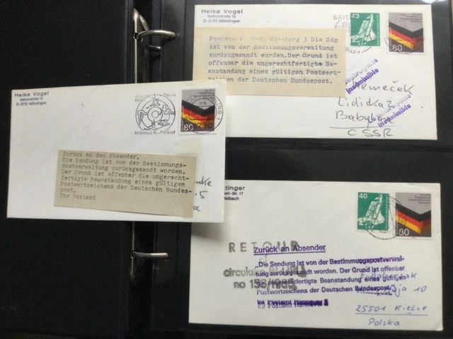 Bund BRD Nr. 1265 3 Briefe Rückläufer Postkrieg