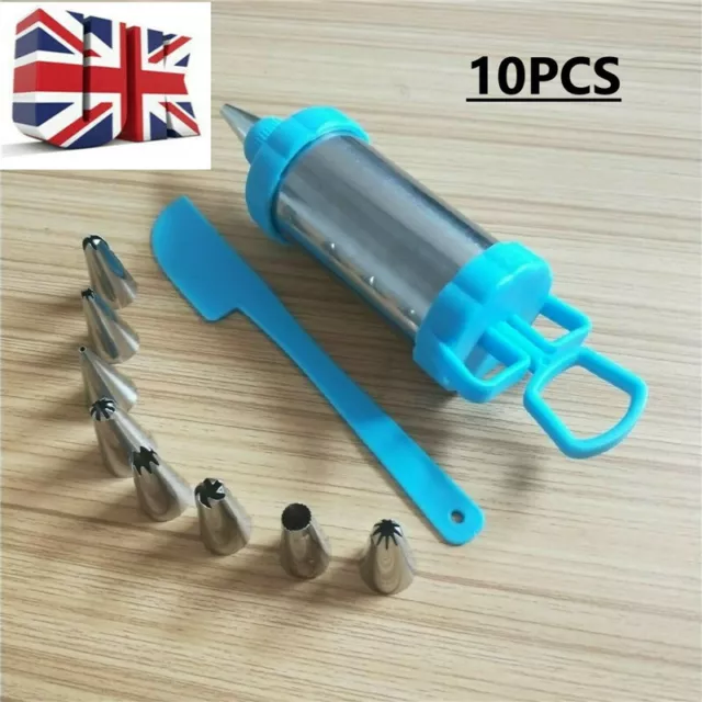 10PCS Icing Syringe Gun Cake Decorating Piping Syringe Tip Cream DIY Baking Tool