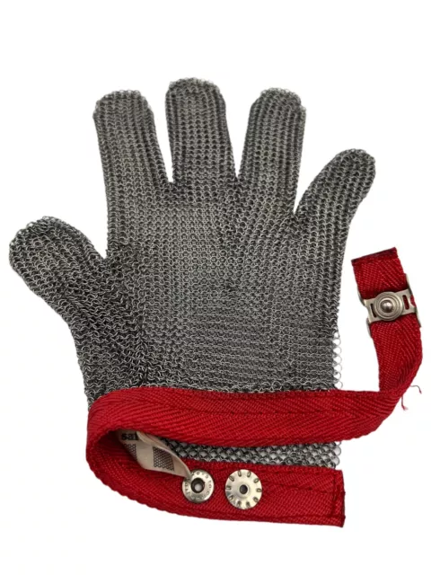 Guante de seguridad de malla metálica acero inoxidable 5 dedos M- L doble muñeca de mano SafTgard