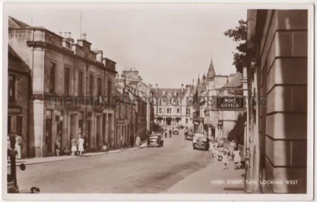 Tain, High Street Looking West, Ross RP Postcard #2 B767