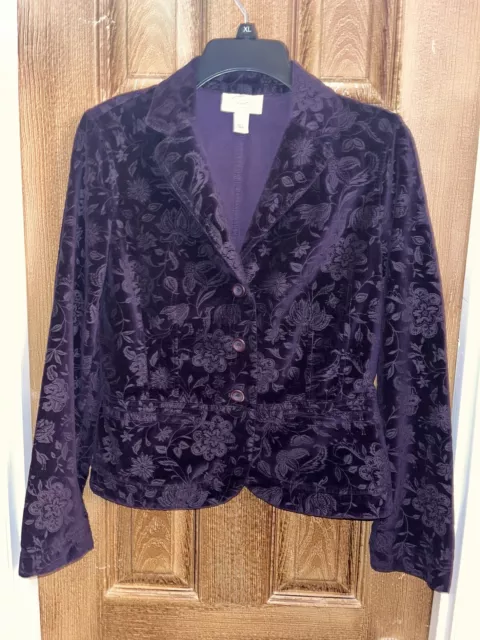 Ladies talbots velvet purple floral blazer Size 6