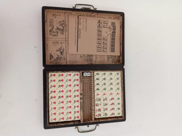 Chinese Mah-Jongg Set In Carry Case Vintage Tabletop Game Board Collectable