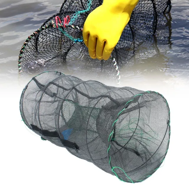 Plié Filet de pêche, Filet epervier pêche à 6 trous pliable en nylon,  Portable Filet à Pêcher Poisson pour la pêche au crabe, aux crevettes, à la  main