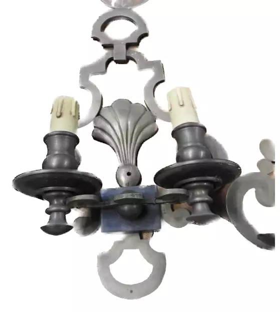 Coppia Di Belle Applique Lampade Da Muro Inizi Del 900 A Due Fiamme 2