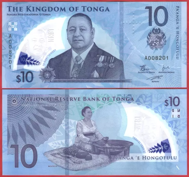 Tonga 10 Pa'anga 2023 P52 Banknote Unc New Design