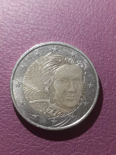 Pièce rare de 2 euros simone veil 1975 (1927-2017) 