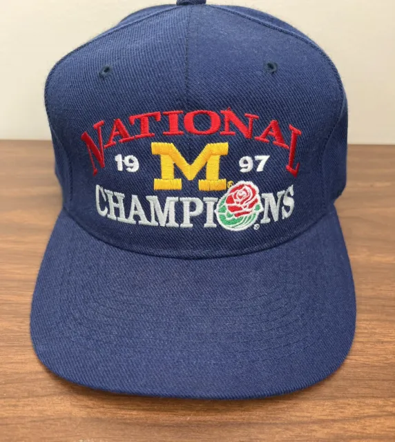 Vtg Michigan Wolverines 1997 National Champions Rose Bowl Snapback Hat